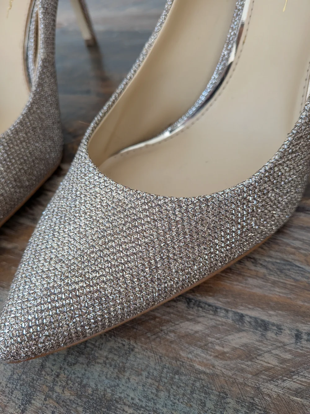 Jessica Simpson Glitter Pointed-Toe Pumps - Champagne